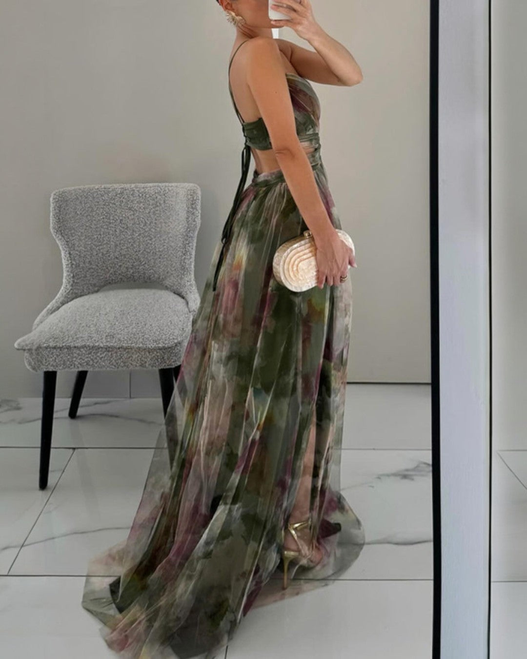 Ximena | Encantador Maxi Vestido con Estampado Floral