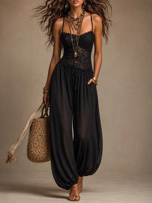 Laia | Mono halter con encaje fluido