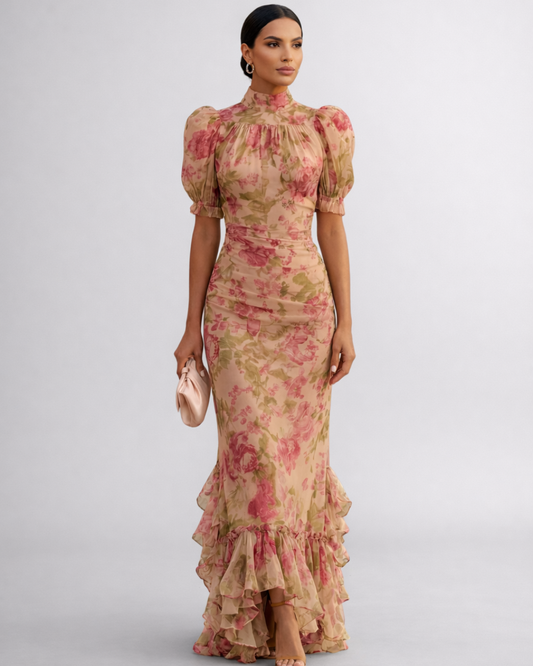 Diana | Vestido Largo Floral en Chifón