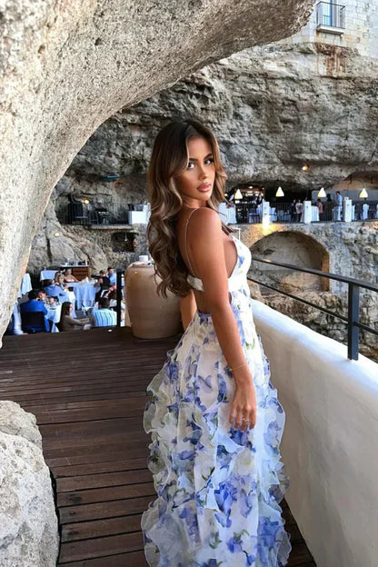 Uri | Abito Midi Floreale con Rouches