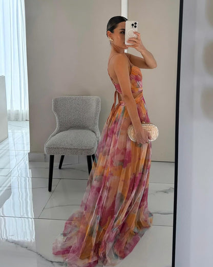 Ximena | Encantador Maxi Vestido con Estampado Floral