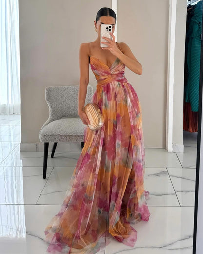 Ximena | Encantador Maxi Vestido con Estampado Floral