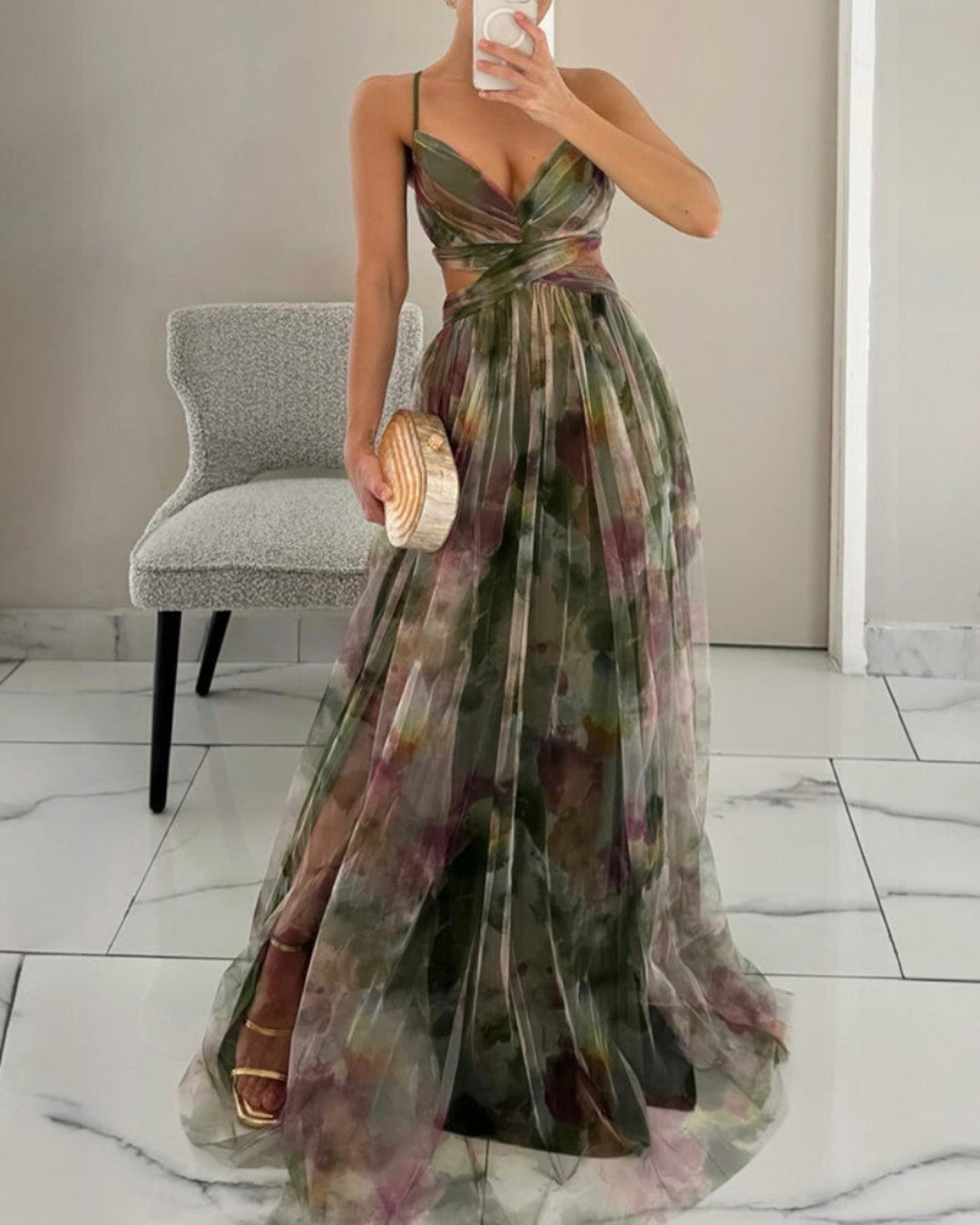 Ximena | Encantador Maxi Vestido con Estampado Floral