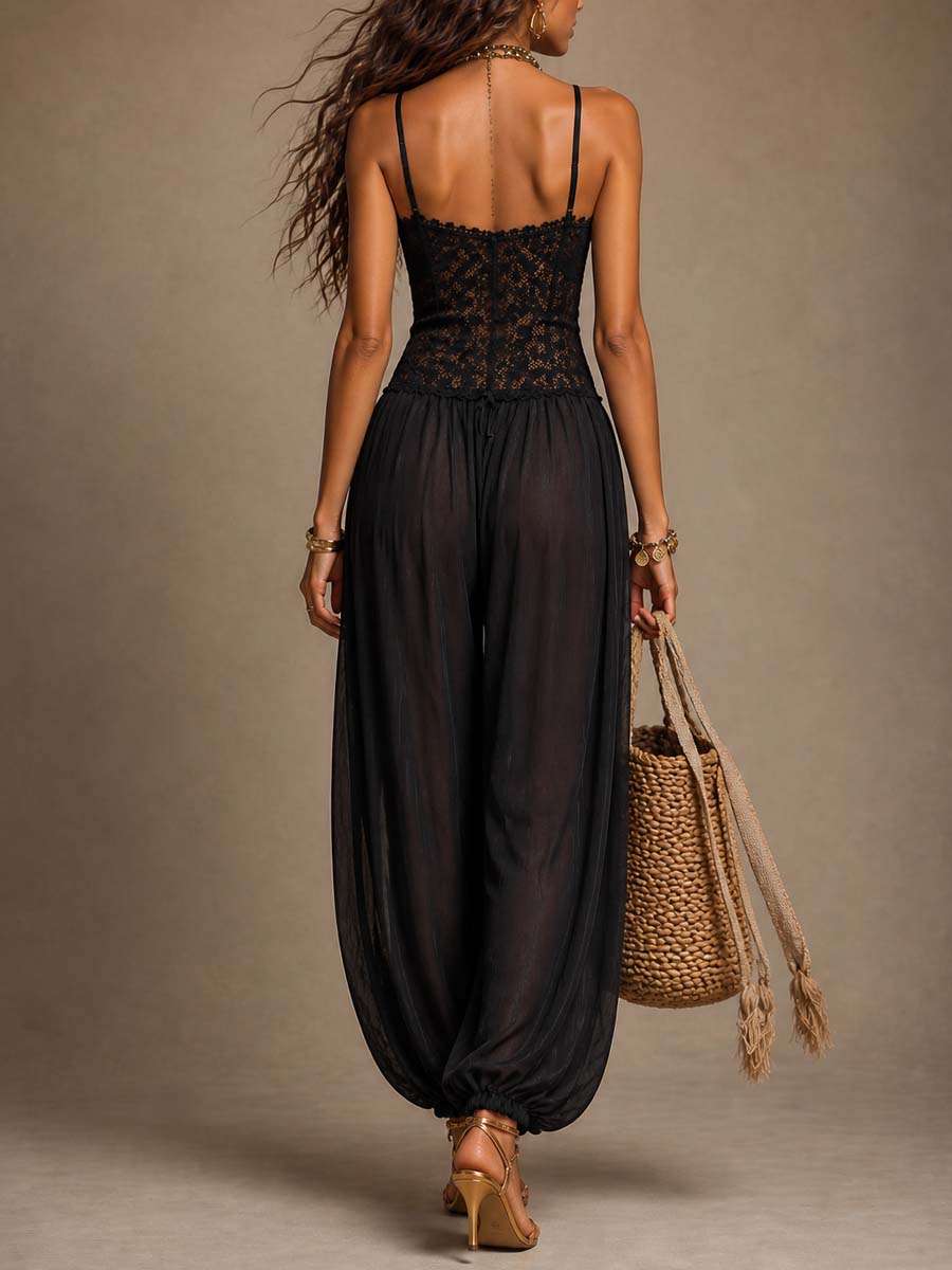 Laia | Mono halter con encaje fluido