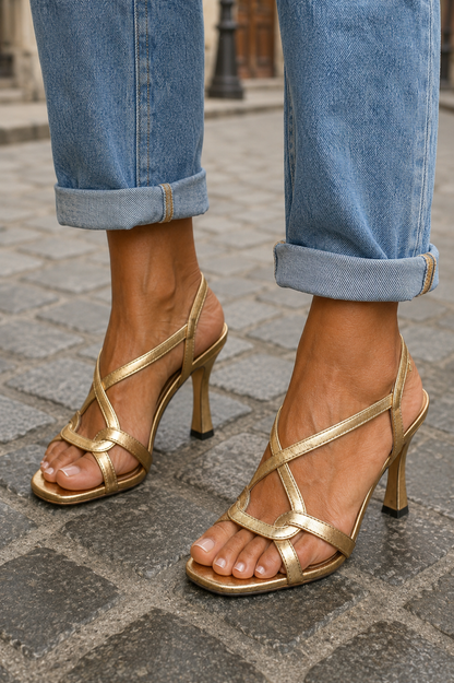 Cassie | Sandali con Tacco Golden Summer Charm