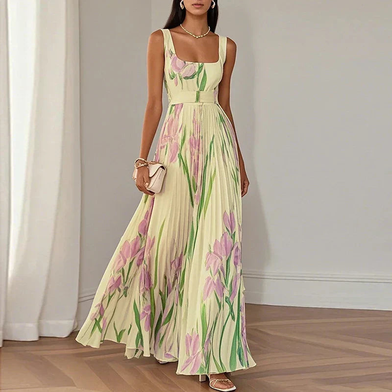 Aurora | Vestido Maxi Floral de Corte en A