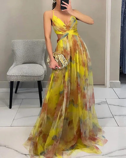 Ximena | Encantador Maxi Vestido con Estampado Floral