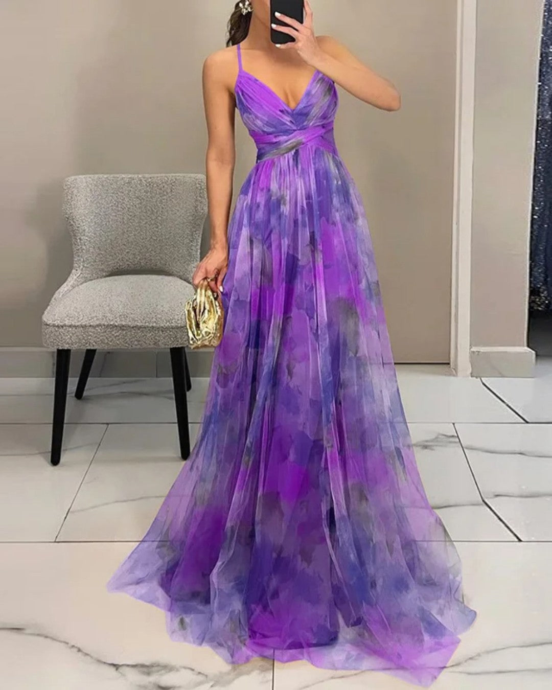 Ximena | Encantador Maxi Vestido con Estampado Floral