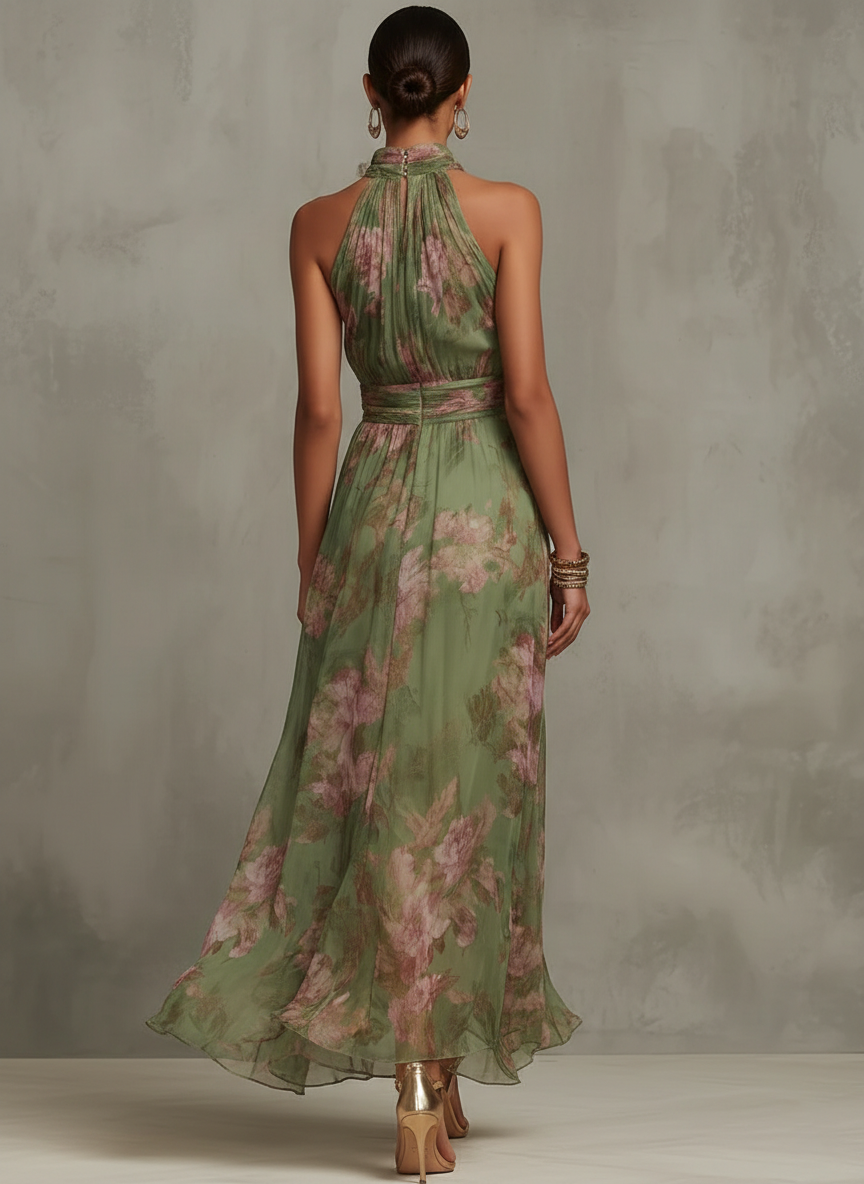 Isabella | Maxi Vestido Halter Floral Elegante