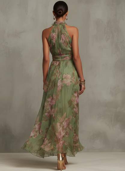 Isabella | Maxi Vestido Halter Floral Elegante