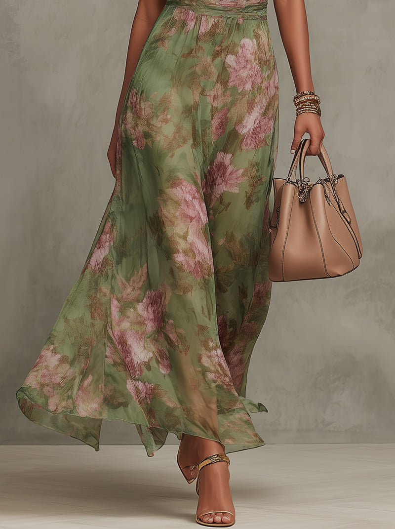 Isabella | Maxi Vestido Halter Floral Elegante