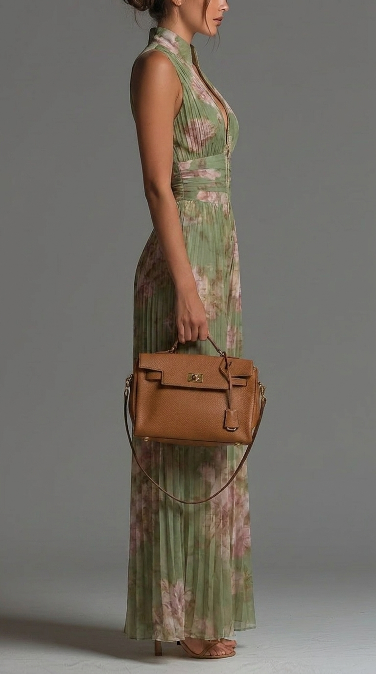 Mariana | Jumpsuit de Chifón Plisado en Verde