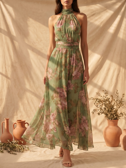 Isabella | Maxi Vestido Halter Floral Elegante