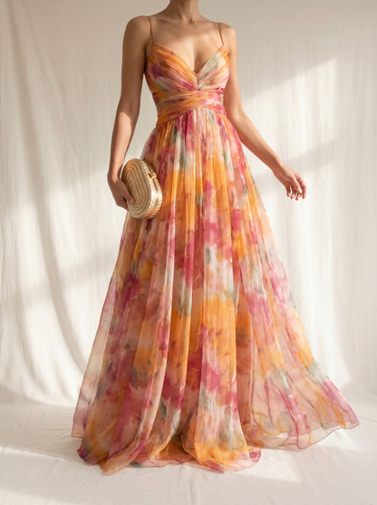 Ximena | Encantador Maxi Vestido con Estampado Floral