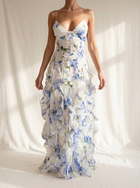 Cecilia | Vestido Midi Floral con Olanes