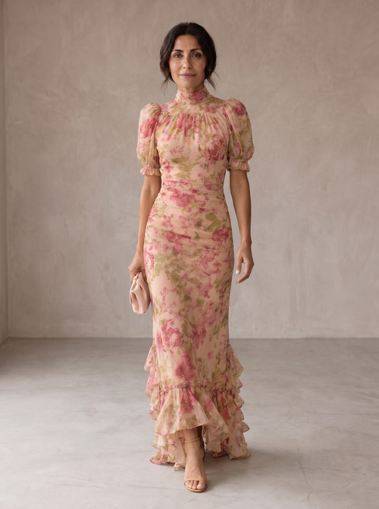 Diana | Vestido Largo Floral en Chifón