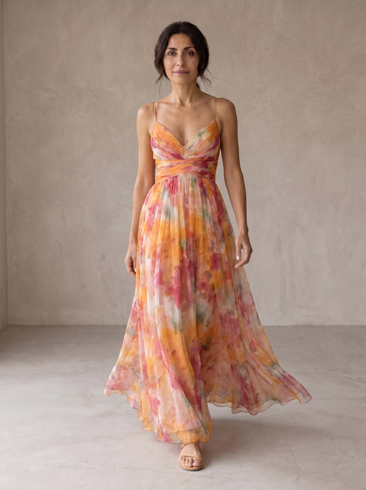Ximena | Encantador Maxi Vestido con Estampado Floral