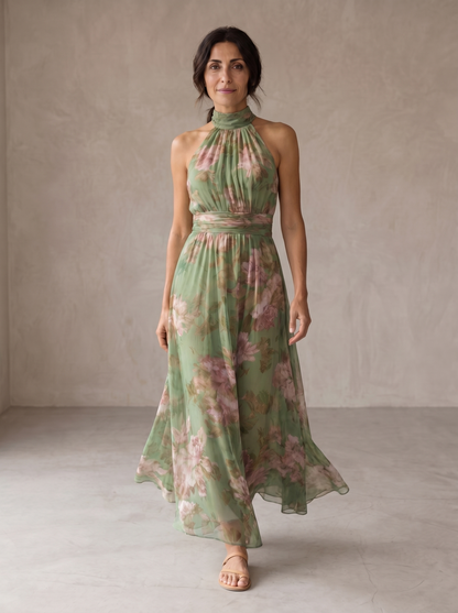 Isabella | Maxi Vestido Halter Floral Elegante