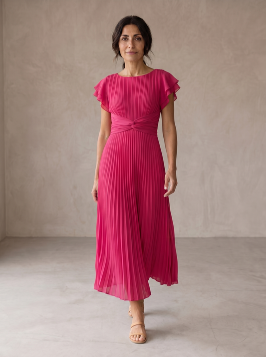 Daniela | Elegante Maxi Vestido Plisado con Cintura Anudada